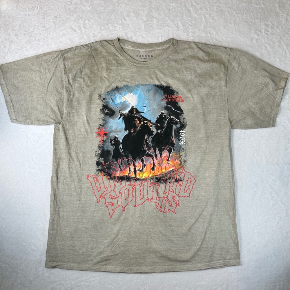 NWOT PacSun Always Forward Skeleton Horsemen Tee Tan XL Short Sleeve T-Shirt